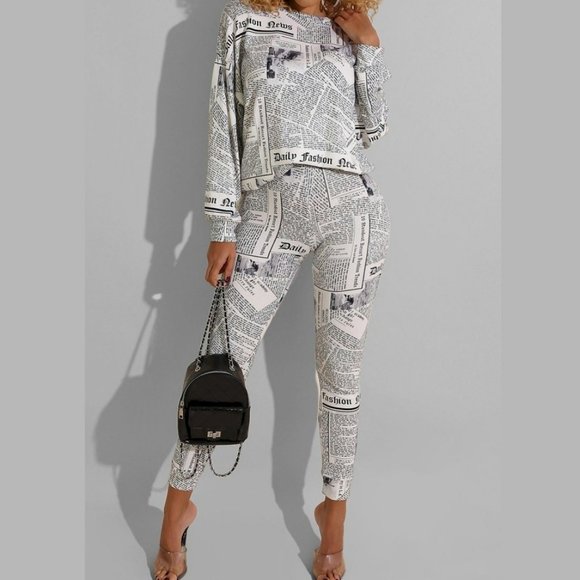 Newspaper Print Set - Pants & Top - Picture 7 of 11